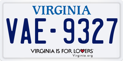 VA license plate VAE9327