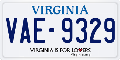 VA license plate VAE9329