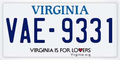 VA license plate VAE9331