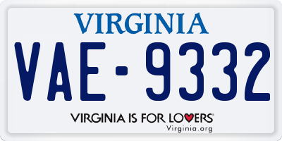 VA license plate VAE9332