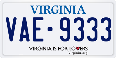 VA license plate VAE9333