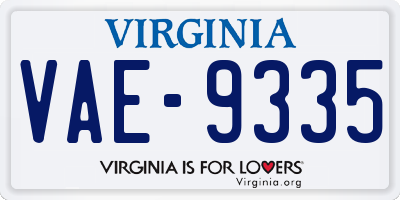 VA license plate VAE9335