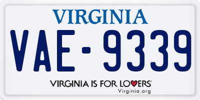 VA license plate VAE9339