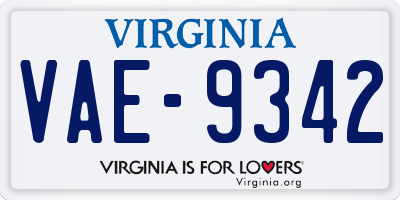 VA license plate VAE9342