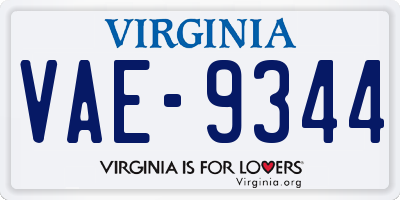 VA license plate VAE9344