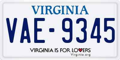 VA license plate VAE9345