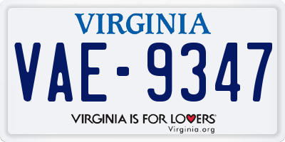 VA license plate VAE9347