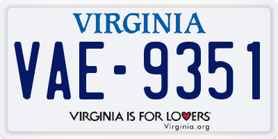 VA license plate VAE9351