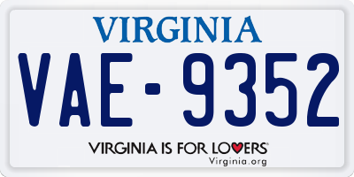 VA license plate VAE9352