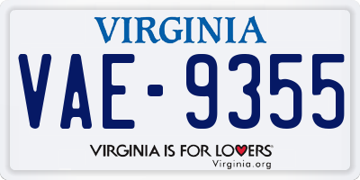 VA license plate VAE9355