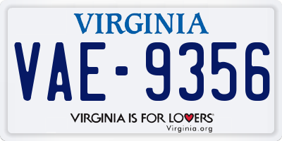 VA license plate VAE9356