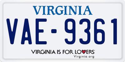 VA license plate VAE9361