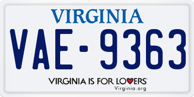 VA license plate VAE9363