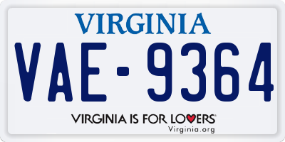 VA license plate VAE9364