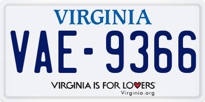 VA license plate VAE9366