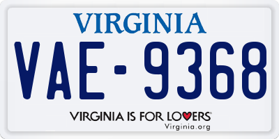 VA license plate VAE9368