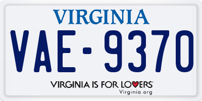 VA license plate VAE9370