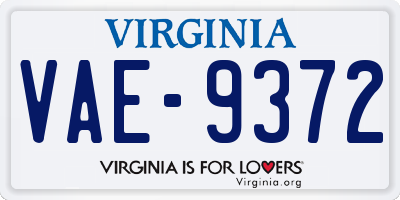 VA license plate VAE9372