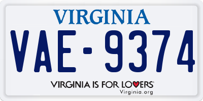 VA license plate VAE9374