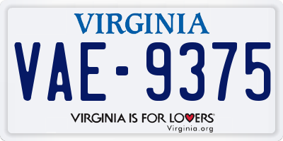 VA license plate VAE9375