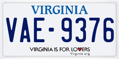 VA license plate VAE9376
