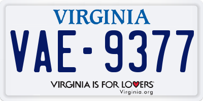 VA license plate VAE9377