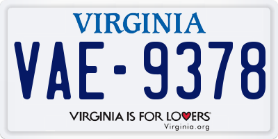 VA license plate VAE9378