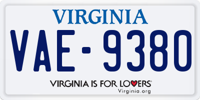 VA license plate VAE9380