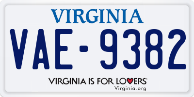 VA license plate VAE9382