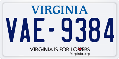VA license plate VAE9384