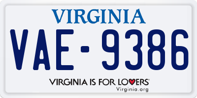 VA license plate VAE9386