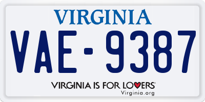 VA license plate VAE9387