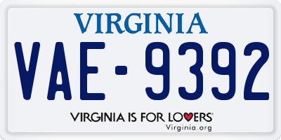 VA license plate VAE9392
