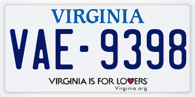 VA license plate VAE9398