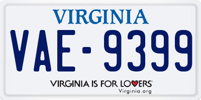 VA license plate VAE9399