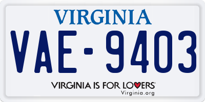VA license plate VAE9403