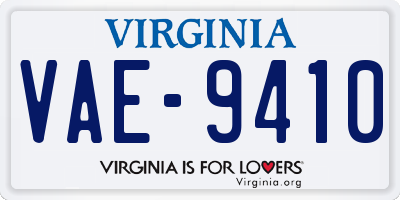 VA license plate VAE9410