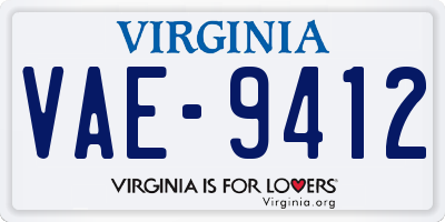 VA license plate VAE9412