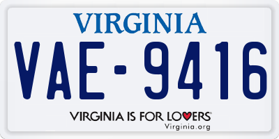 VA license plate VAE9416