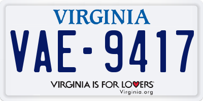 VA license plate VAE9417