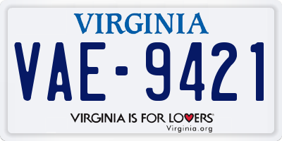 VA license plate VAE9421