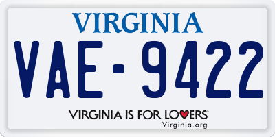 VA license plate VAE9422