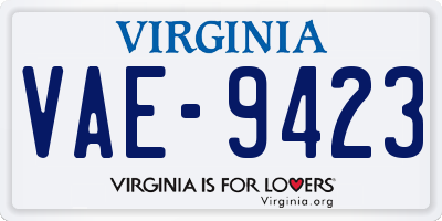 VA license plate VAE9423