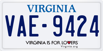 VA license plate VAE9424
