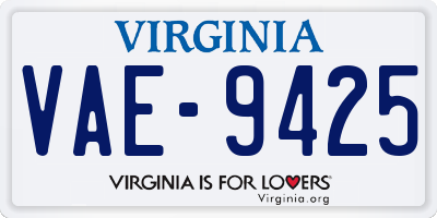 VA license plate VAE9425