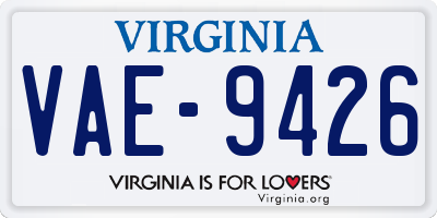 VA license plate VAE9426