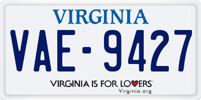 VA license plate VAE9427