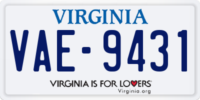 VA license plate VAE9431