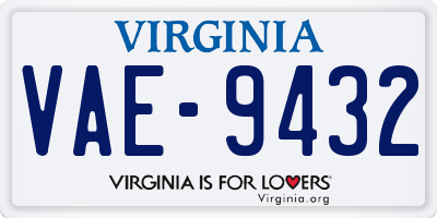 VA license plate VAE9432