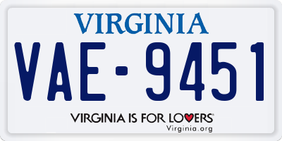 VA license plate VAE9451